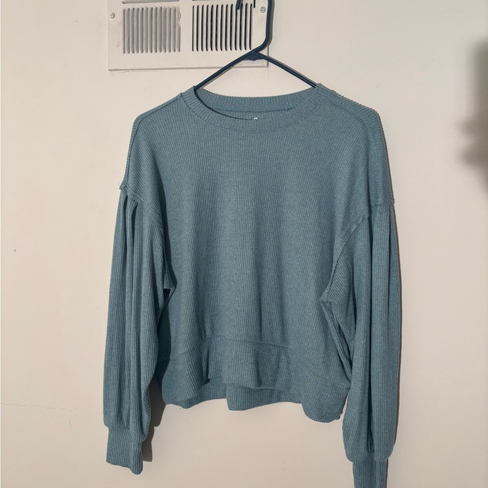 SO Teal Ribbed Knit Top